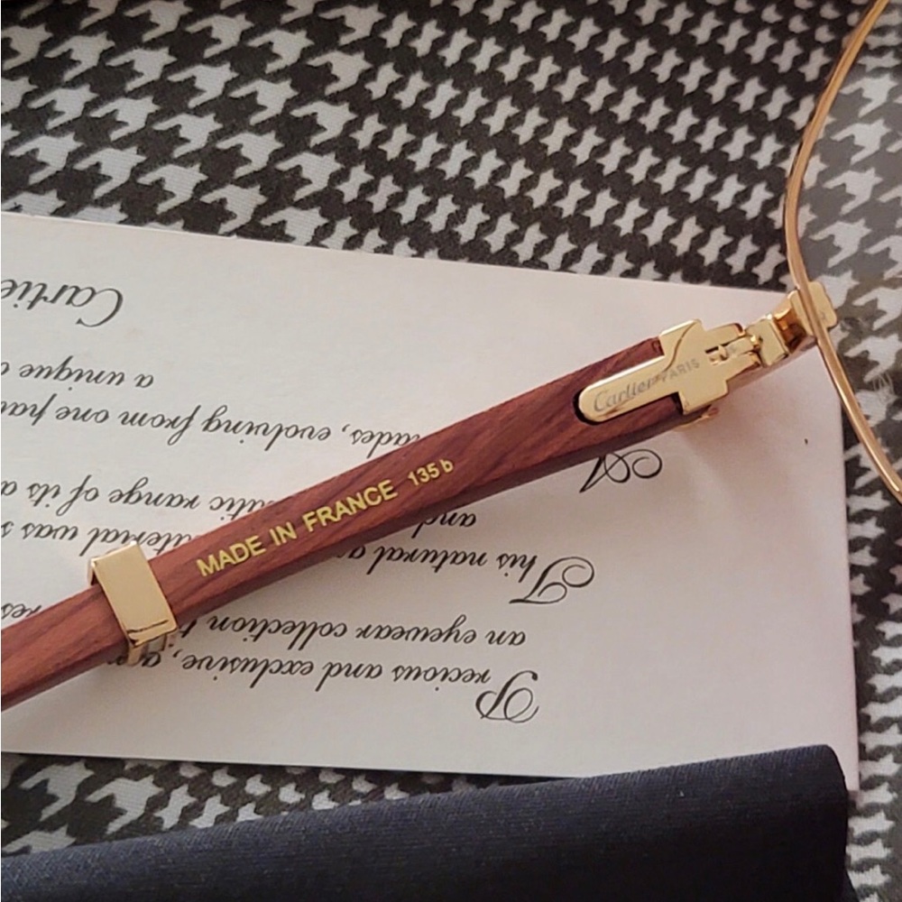 Cartier Gold and Brown Metal Eyeglasses - Picture 9 of 11